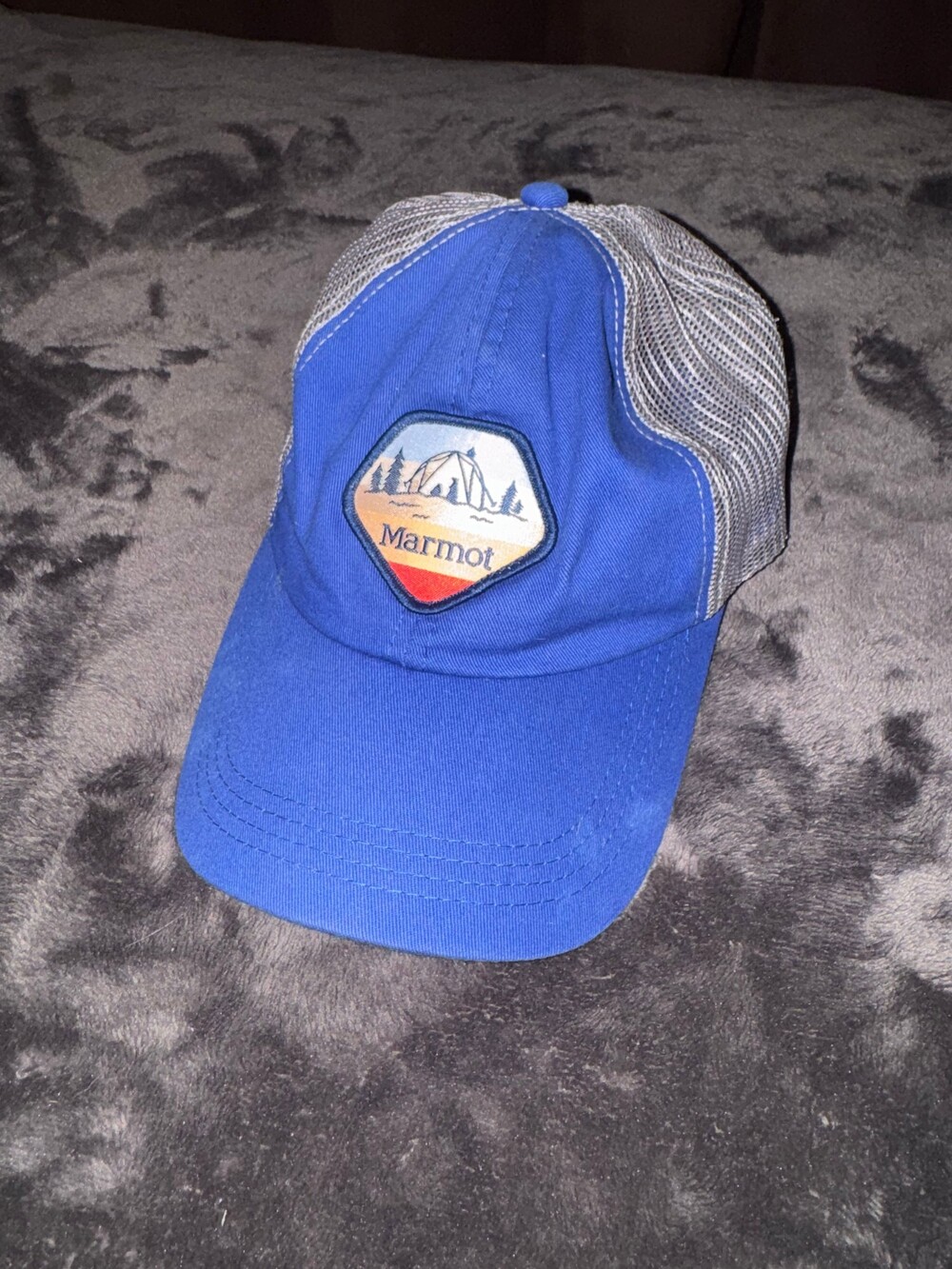 Marmot Blue Mesh Trucker Hat Adjustable Snapback Outdoor Cap
